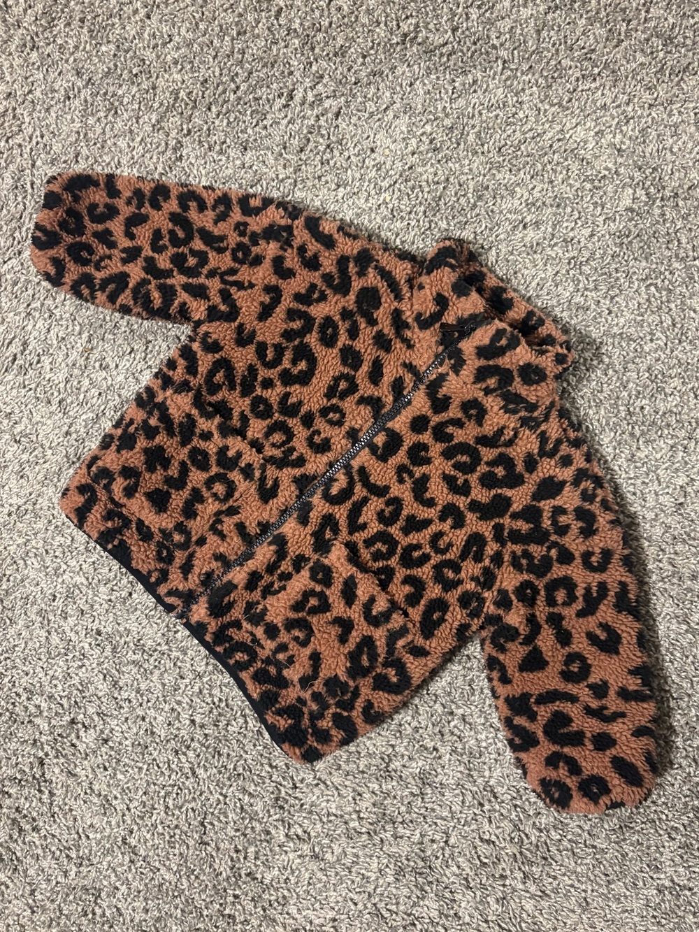 Zara Leopard Print Teddy Jacket in Brown and Black